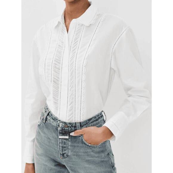 NEW ULLA JOHNSON samira blouse in cowrie